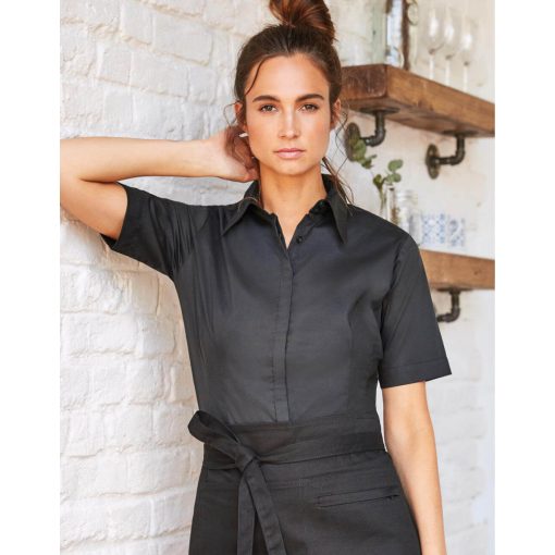 Női rövid ujjú blúz Kustom Kit Women's Tailored Fit Shirt SSL XS, Fekete