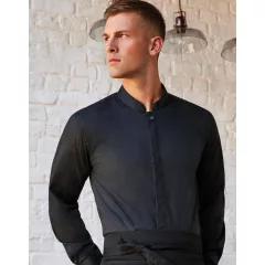 Férfi hosszú ujjú ing Kustom Kit Tailored Fit Mandarin Collar Shirt M, Fekete