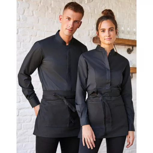 Férfi hosszú ujjú ing Kustom Kit Tailored Fit Mandarin Collar Shirt L, Fekete