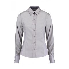 Női hosszú ujjú blúz Kustom Kit Women's Tailored Fit Premium Contrast Oxford Shirt 2XL, Ezüstsz