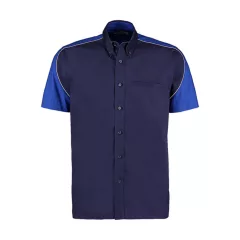 Uniszex rövid ujjú Ing Kustom Kit Classic Fit Sebring Shirt SSL S, Sötétkék (navy)/Királykék/Fe