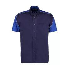 Uniszex rövid ujjú Ing Kustom Kit Classic Fit Sebring Shirt SSL L, Sötétkék (navy)/Királykék/Fe