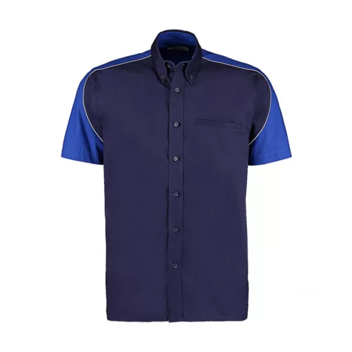 Uniszex rövid ujjú Ing Kustom Kit Classic Fit Sebring Shirt SSL XL, Sötétkék (navy)/Királykék/F