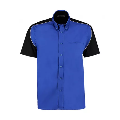 Uniszex rövid ujjú Ing Kustom Kit Classic Fit Sebring Shirt SSL XL, Királykék/Fekete/Fehér
