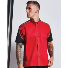 Uniszex rövid ujjú Ing Kustom Kit Classic Fit Sebring Shirt SSL L, Piros/Fekete/Fehér