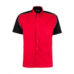 Uniszex rövid ujjú Ing Kustom Kit Classic Fit Sebring Shirt SSL XL, Piros/Fekete/Fehér