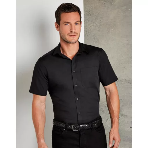 Férfi rövid ujjú Ing Kustom Kit Tailored Fit Poplin Shirt SSL 2XL, Grafitszürke