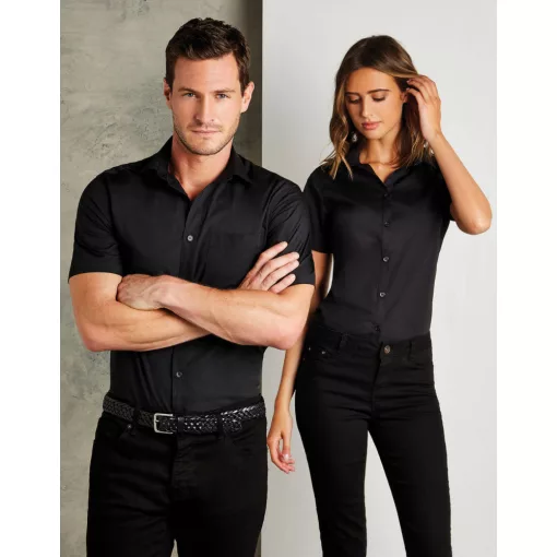Férfi rövid ujjú Ing Kustom Kit Tailored Fit Poplin Shirt SSL 2XL, Grafitszürke