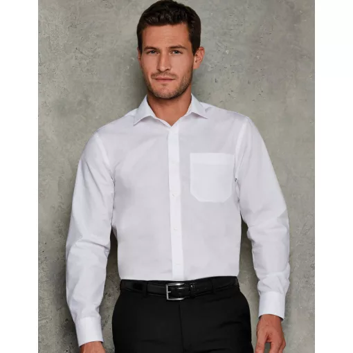 Férfi hosszú ujjú Ing Kustom Kit Tailored Fit Poplin Shirt XS, Fekete