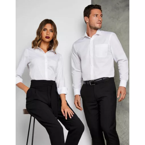 Férfi hosszú ujjú Ing Kustom Kit Tailored Fit Poplin Shirt XS, Fekete