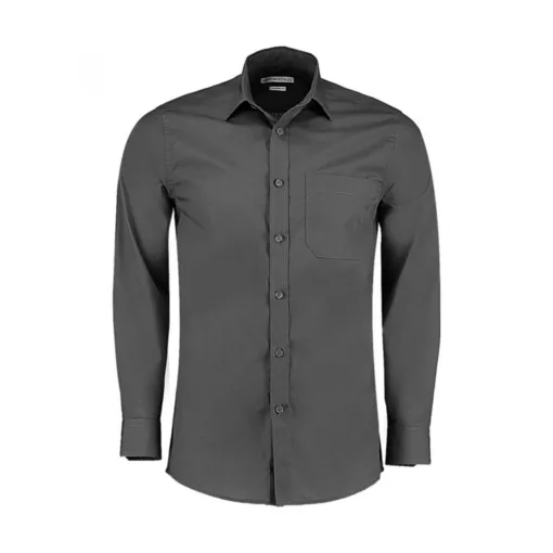 Férfi hosszú ujjú Ing Kustom Kit Tailored Fit Poplin Shirt L, Grafitszürke