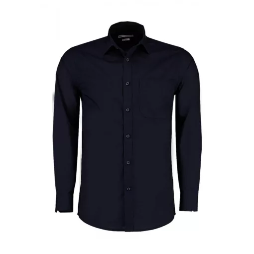 Férfi hosszú ujjú Ing Kustom Kit Tailored Fit Poplin Shirt XL, Sötét Sötétkék (navy)