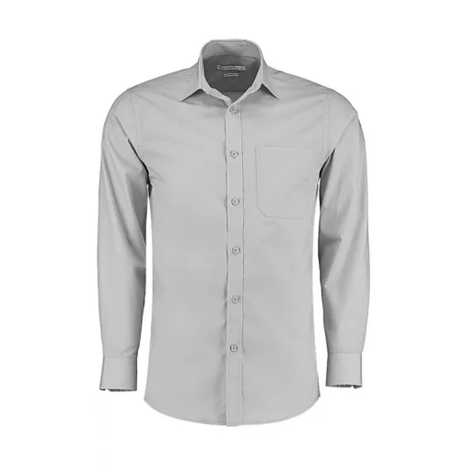 Férfi hosszú ujjú Ing Kustom Kit Tailored Fit Poplin Shirt XL, Világos szürke