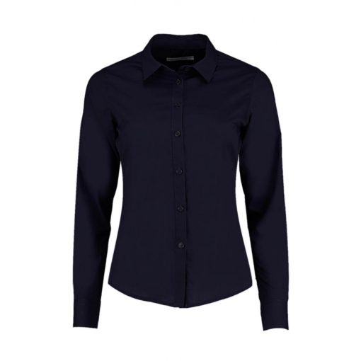 Női hosszú ujjú blúz Kustom Kit Women's Tailored Fit Poplin Shirt S, Sötét Sötétkék (navy)