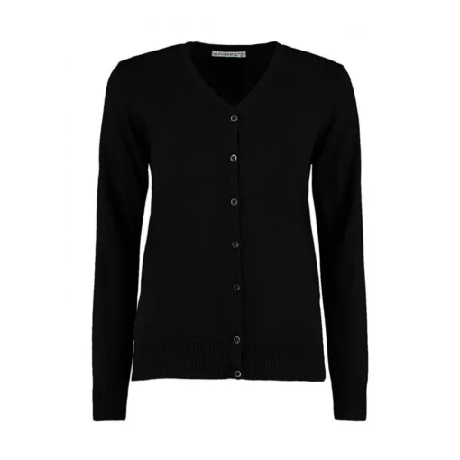 Női hosszú ujjú felső Kustom Kit Women's Classic Fit Arundel V Neck Cardigan XL, Fekete