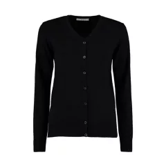 Női hosszú ujjú felső Kustom Kit Women's Classic Fit Arundel V Neck Cardigan 3XL, Fekete