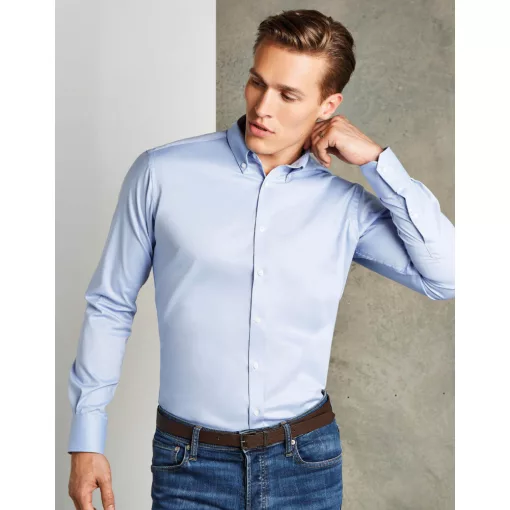 Férfi hosszú ujjú Ing Kustom Kit Slim Fit Stretch Oxford Shirt LS XS, Világos kék