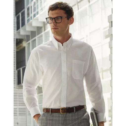 Férfi hosszú ujjú Ing Fruit of the Loom Oxford Shirt LS S, Sötétkék (navy)