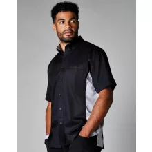 Férfi rövid ujjú galléros póló Kustom Kit Classic Fit Sportsman Shirt SSL S, Fekete/Lime zöld z