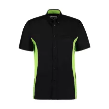 Férfi rövid ujjú galléros póló Kustom Kit Classic Fit Sportsman Shirt SSL S, Fekete/Lime zöld z