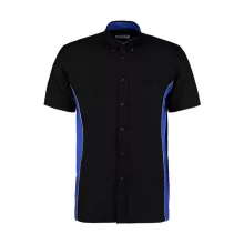 Férfi rövid ujjú galléros póló Kustom Kit Classic Fit Sportsman Shirt SSL S, Fekete/Királykék/F