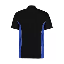 Férfi rövid ujjú galléros póló Kustom Kit Classic Fit Sportsman Shirt SSL XL, Fekete/Királykék/