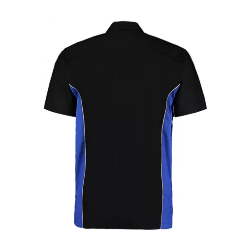 Férfi rövid ujjú galléros póló Kustom Kit Classic Fit Sportsman Shirt SSL XL, Fekete/Királykék/