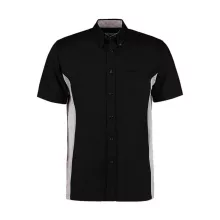 Férfi rövid ujjú galléros póló Kustom Kit Classic Fit Sportsman Shirt SSL 3XL, Fekete/Ezüst/Feh