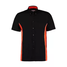 Férfi rövid ujjú galléros póló Kustom Kit Classic Fit Sportsman Shirt SSL 2XL, Fekete/Narancssá