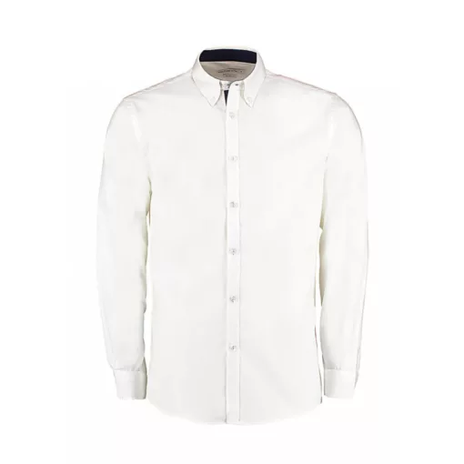 Férfi hosszú ujjú Ing Kustom Kit Tailored Fit Premium Contrast Oxford Shirt 2XL, Fehér/Sötétkék