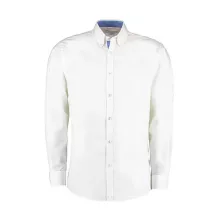 Férfi hosszú ujjú Ing Kustom Kit Tailored Fit Premium Contrast Oxford Shirt S, Fehér/Középkék