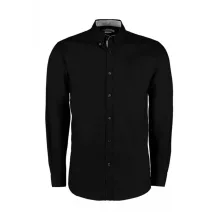 Férfi hosszú ujjú Ing Kustom Kit Tailored Fit Premium Contrast Oxford Shirt XL, Fekete/Silver
