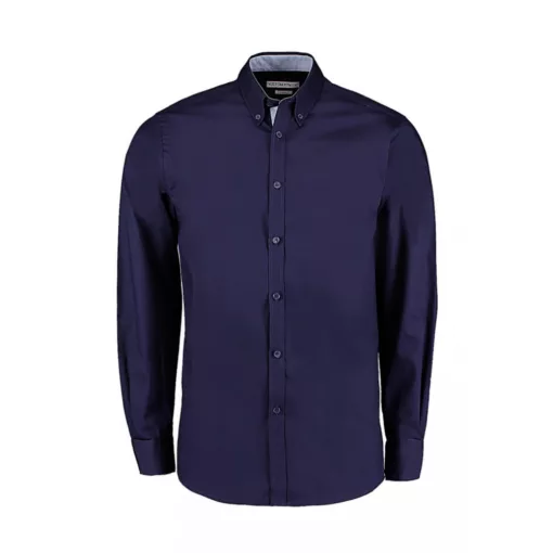 Férfi hosszú ujjú Ing Kustom Kit Tailored Fit Premium Contrast Oxford Shirt 2XL, Sötétkék navy/