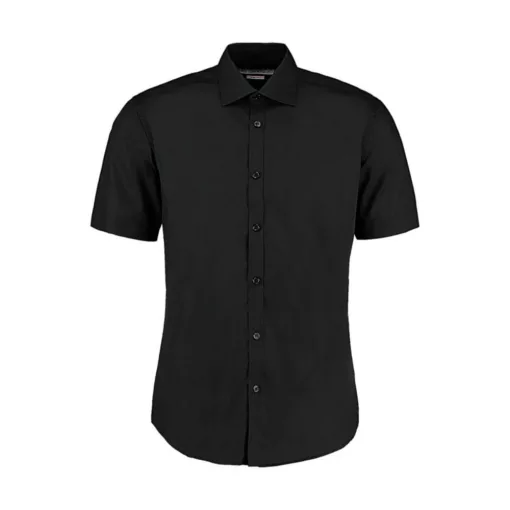 Férfi rövid ujjú Ing Kustom Kit Slim Fit Business Shirt S, Fekete