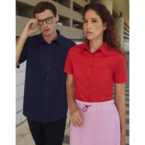 Férfi rövid ujjú Ing Fruit of the Loom Poplin Shirt 2XL (47), Fehér