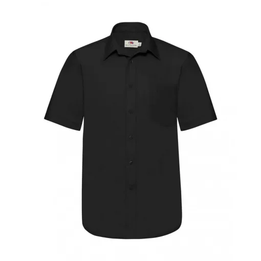 Férfi rövid ujjú Ing Fruit of the Loom Poplin Shirt 2XL (47), Fekete