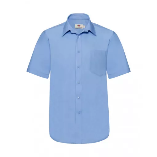 Férfi rövid ujjú Ing Fruit of the Loom Poplin Shirt S (39), Mid kék