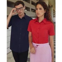 Férfi rövid ujjú Ing Fruit of the Loom Poplin Shirt L (43), Piros