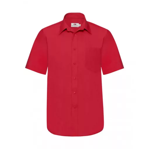 Férfi rövid ujjú Ing Fruit of the Loom Poplin Shirt 3XL, Piros