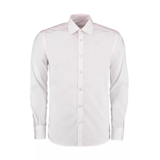 Uniszex hosszú ujjú Ing Kustom Kit Slim Fit Business Shirt LS XL, Fehér