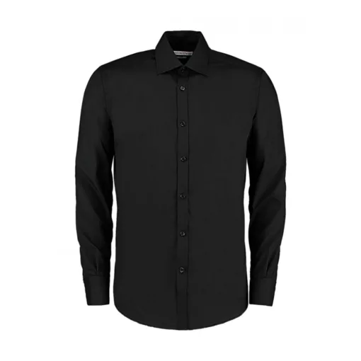 Uniszex hosszú ujjú Ing Kustom Kit Slim Fit Business Shirt LS S, Fekete