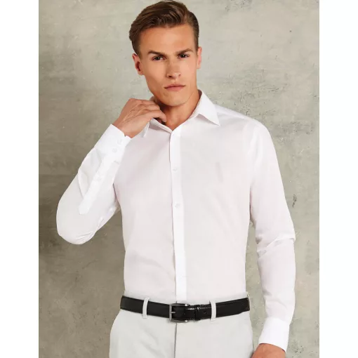Uniszex hosszú ujjú Ing Kustom Kit Slim Fit Business Shirt LS S, Fekete