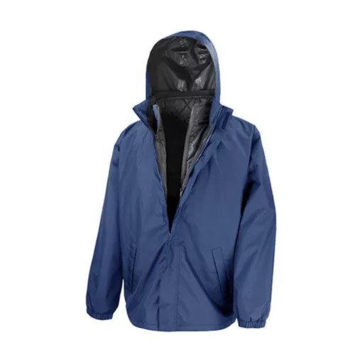 Uniszex Kabát Kapucnis  Result 3 in 1 Jacket with quilted Bodywarmer -S, Fekete
