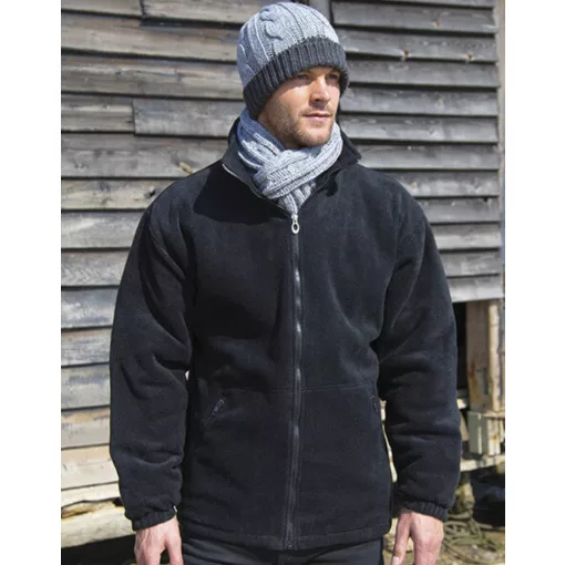 Uniszex Kabát  Hosszú ujjú Result Core Polartherm Quilted Winter Fleece -XL, Fekete