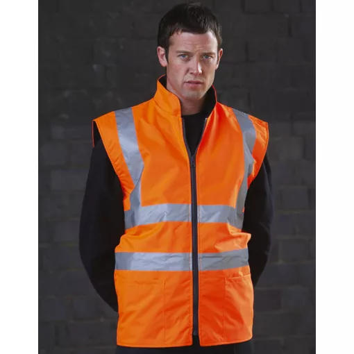 Uniszex fényvisszaverő ruha munkaruha Yoko Fluo Fleece Reversible Bodywarmer 3XL, Fluo Narancs