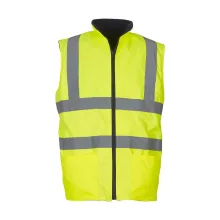 Uniszex fényvisszaverő ruha munkaruha Yoko Fluo Fleece Reversible Bodywarmer XL, Fluo Sárga