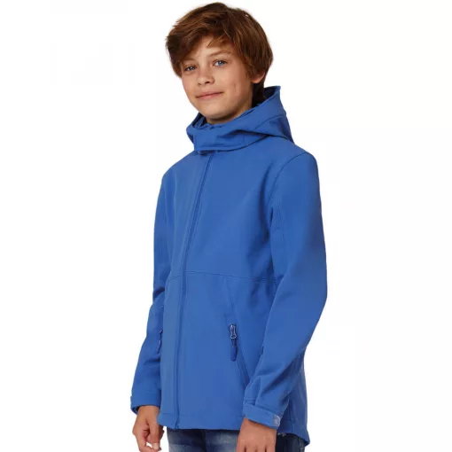 Gyerek kapucnis kabát B and C Hooded Softshell/kids 7/8 (122/128), Piros