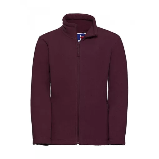 Gyerek hosszú ujjú kabát Russell Europe Kids' Full Zip Outdoor Fleece S (104/3-4), Burgundi vör