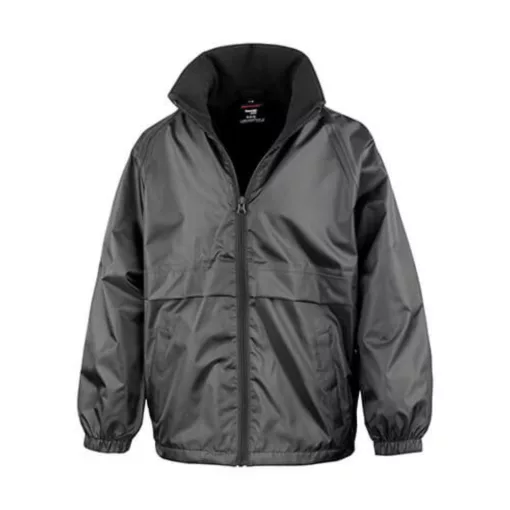 Gyerek Kabát Kapucnis Hosszú ujjú Result CORE Junior Microfleece Lined Jacket -M (7-8), Fekete