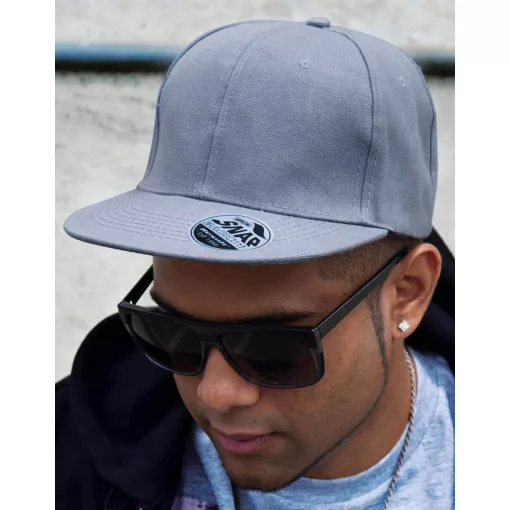 Uniszex sapka Result Caps Bronx Original Flat Peak Snap Back Cap Egy méret, Heather szürke
